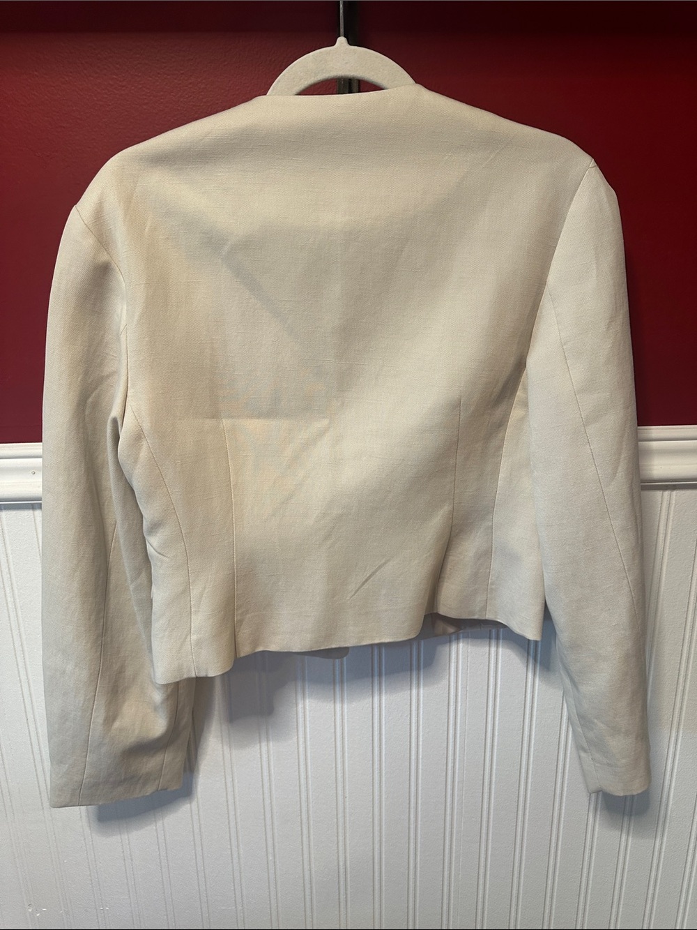 Mango Linen Cream Button-Front Jacket - Picture 5 of 7